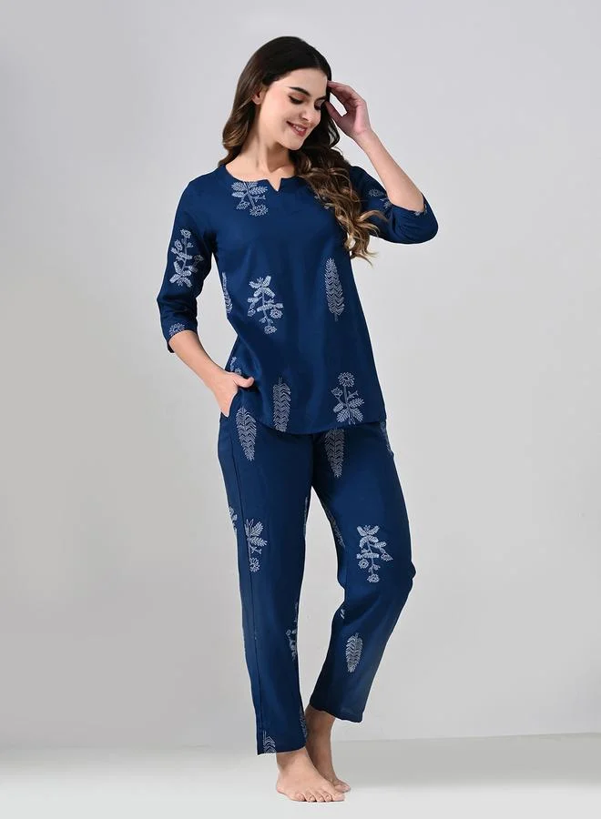 Take Two Women Printed 3/4 Sleeves Top and Pyjama Set By Ichaa